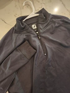  Foot Joy Quarter Zip Mens XL Black On Black Pull Over Embroidered Long Sleeve - Picture 1 of 7