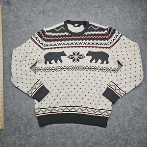Lands' End Men's Family Holiday Sweater, Cream, Size Large - Picture 1 of 8