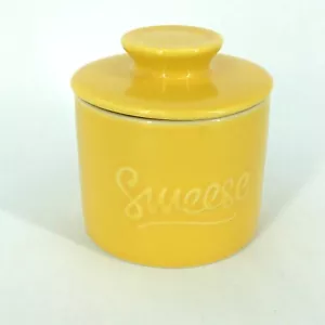 Sweese Porcelain Butter Crock Bright Yellow 3.6" D 4.2" H - Picture 1 of 13