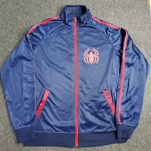 Spiderman Jacket Mens Large 42/44 Blue Marvel Track Warm Up Sweatshirt Full Zip - Picture 1 of 14
