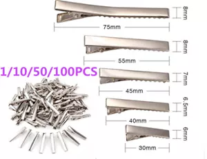 1 10 50 100 pz clip per capelli vuote piccolo e medio lotto argento coccodrillo alligatore fiocco - Foto 1 di 12