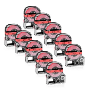 Etiqueta 10PK Negra sobre Roja 1/2" Compatible para Cinta K-Sun 212BR Epson 212BRPX PX - Imagen 1 de 8