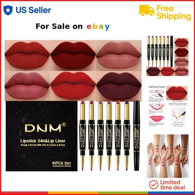 Lipstick Lip Liner Set 6pcs Matte Long Lasting Waterproof Color Stay for Women - Image 1 of 4