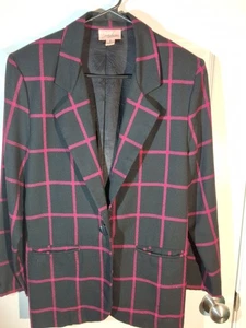Jaclyn Smith Vintage schwarz/hot pink Blazer Gr. 8 leichte Jacke ungefüttert - Bild 1 von 6