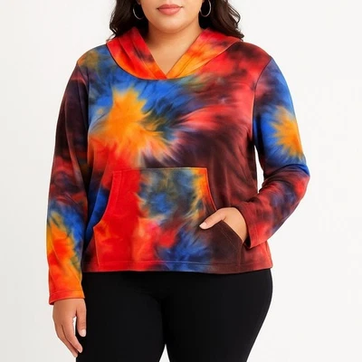 Sudadera con Capucha Ashley Stewart Tie-Dye Colorido Arco Iris Bolsillo Mujer Plus 18/20 Foto 1 de 4