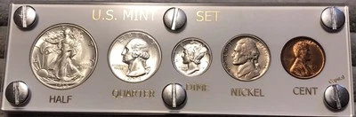 1938 Silver US Mint Year Set Gem BU Coins White Capital Holder - Image 1 of 4