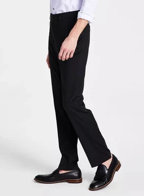 $95 NUEVO CALVIN KLEIN Hombres 36x30 Negro Calce Ajustado Elastizado Vestido Pantalones/Pantalones Foto 1 de 4