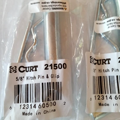 Pin y clip de enganche de remolque Curt 21500 de 5/8" de diámetro para receptor de 2" lote 12 Foto 1 de 4