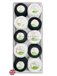 10 Black White Anchor Pearl Cotton Balls Box. Size 8, 85 Meters each UK Free P&P - Picture 1 of 9