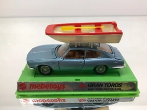 MEBETOYS A52 FIAT DINO COUPE WITH BOAT -BLUE MET. 1:43 rare- GOOD ON STAND - 493 - Picture 1 of 12
