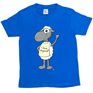 1 T-Shirt Kinder Jungen I Love Vegans, winkende Schafe Figur - Bild 1 von 30