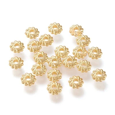 100x Real 18K Gold Plated Eco-Friendly Flower Alloy Spacer Beads Craft 4.8x1.5mm - Image 1 of 2
