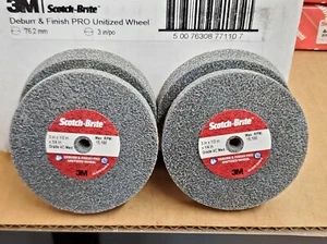 4) Scotch Brite Pro Ceramic Deburring Finishing Wheel 4C Medium 3” x 1/2” x 1/4” - Picture 1 of 4