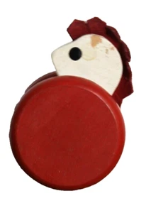 Vintage Holz Pony Huhn Schaukeln Rollen Gegengewicht Spielzeug Rot Weiß 4" - Bild 1 von 8