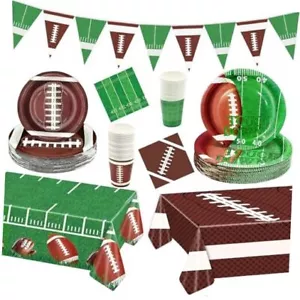 123 Pcs Football Party Decorations Disposable Dinnerware Set Serve 30 Includes - Picture 1 of 7
