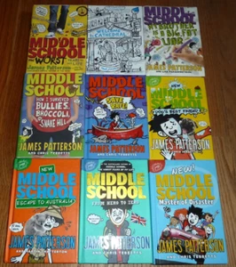 James Patterson MIDDLE SCHOOL Series lot of 9 #1,2,3,4,6,8,9,10,12 HC Books - Picture 1 of 5