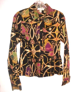 VTG St. John Sport Marie Gray EQUESTRIAN BRIDLE Print SHIRT Size S P SMALL - Picture 1 of 4