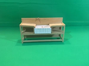 12th scale dolls house hand made white wood double drainer butler sink unit - Picture 1 of 6
