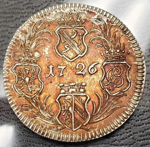 1726 N German States Franconian Circle 15 Kreuzer Rare World Coin Km# 25 Silver - Picture 1 of 2