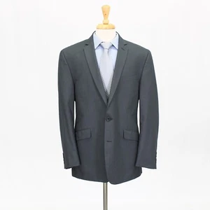 Kenneth Cole 44R Gray Sport Coat Blazer Jacket Solid 2B Polyester - Picture 1 of 11