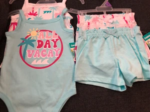 12M Garanimals Body und Shorts Sets Größe 12M 2 SETS 2 SHORTS 2 TOPS Neu mit Etikett - Bild 1 von 4