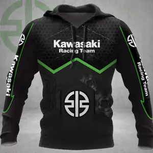 Kawasaki Sweatshirt Motorcycle Uniform Oversized Hoodie Unisex Mens Clothing - Picture 1 of 1
