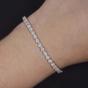 5.00ct DIAMOND TENNIS BRACELET 14k WHITE GOLD CLASSIC ROUND BRILLIANT CUT 5ct - Picture 1 of 3