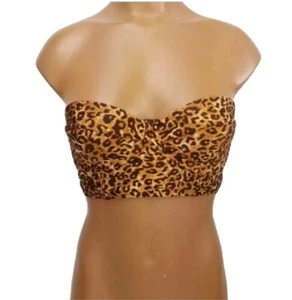 Sofia Vergara Bikini Top Leopard Print Strapless Halter Strap Swim Suit Medium - Picture 1 of 4