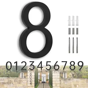 Modern Black Metal House Numbers 7" Large Floating Address Sign Outdoor Use - Picture 1 of 6