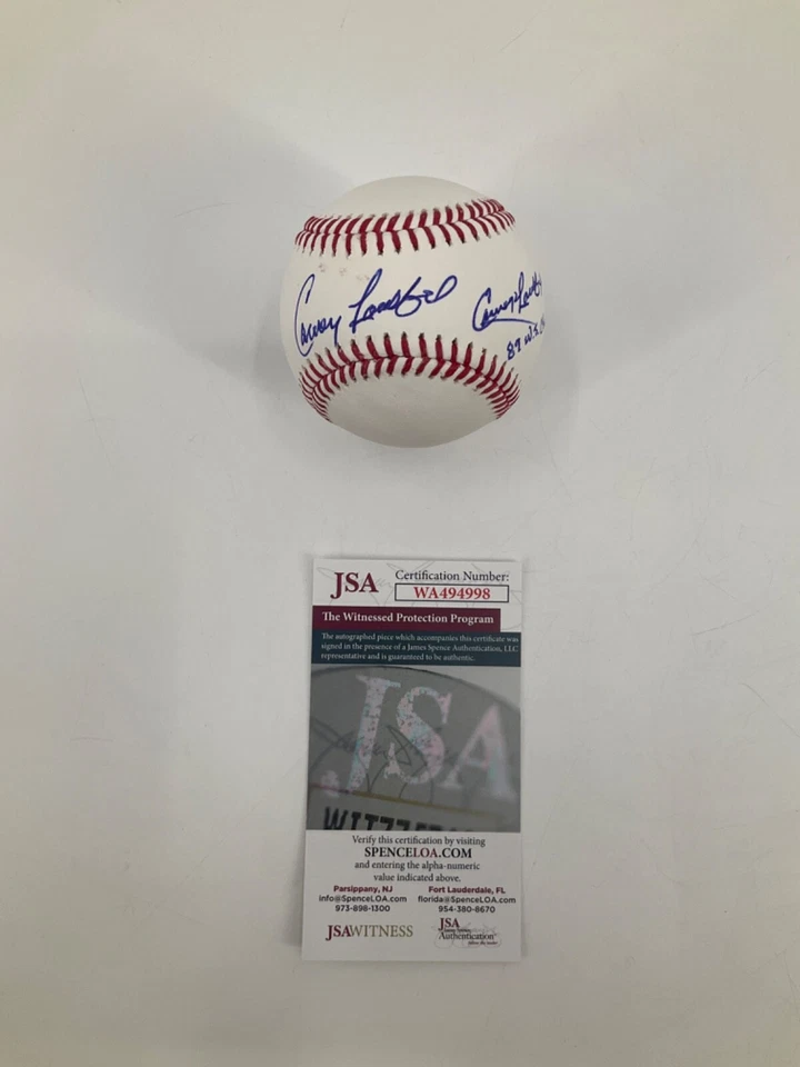 CARNEY LANSFORD OAKLAND A'S DOBLE FIRMADO MLB BÉISBOL CERTIFICADO DE AUTENTICIDAD JSA testigo con certificado de autenticidad Foto 1 de 4