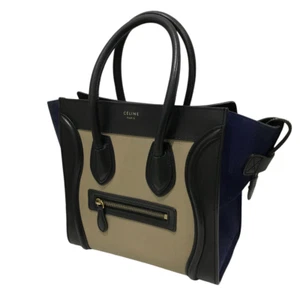 CELINE Luggage Micro Shopper Handbag 167793TSB - Sand/Black/Navy - Picture 1 of 10