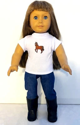 THE WISHLIST STORE 18 Inch Doll Clothes Horse TOP Shirt, JEANS, BLACK BOOTS fits 18" American Girl