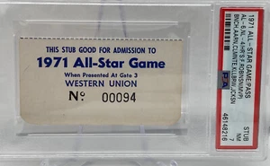 1971 All Star GM PSA Ticket HR Jackson/Robinson/Killebrew/Clemente/Aaron/Bank�️ - Bild 1 von 5