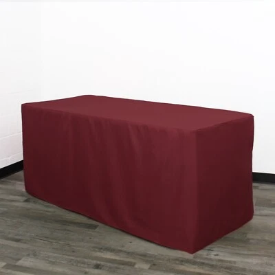 8 ft. Fitted Polyester Rectangular Tablecloth, Premium Tableclothes for weddings - Image 1 of 4
