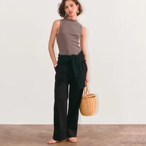 Pantalón Everlane Mujer Negro Fácil Cintura Elástica Pierna Recta Tirar Talla 0 - Imagen 1 de 11