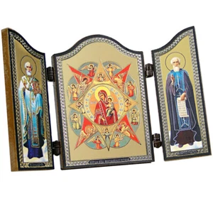 1417 GM vom unverbrennbaren Dornbusch Ikone Triptychon Неопалимая Купина Икона - Picture 1 of 7
