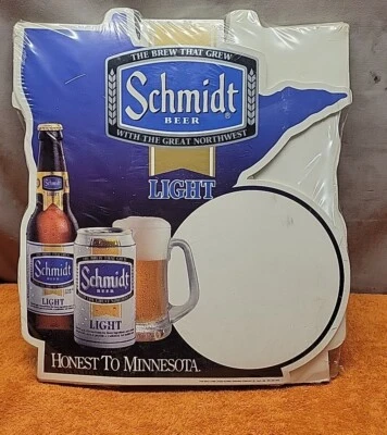 W•Póster ligero de cerveza Schmidt 1988 vintage anuncio/precio caballete estilo trasero Foto 1 de 4