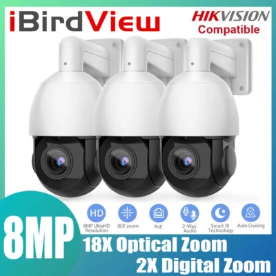 iBirdView 8MP 36x Zoom 2-way Audio IR IP PTZ Camera Hikvision Compatible 1-3 Pcs - Image 1 of 4