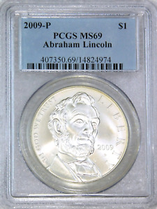 2009 Lincoln Bicentennial Silver Dollar PCGS MS69 Blast White Luster, PQ #C632B