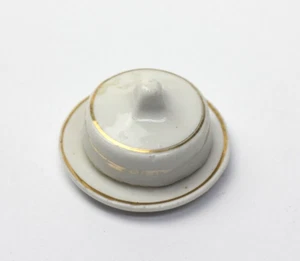 Antique German Dollhouse Porcelain Covered Butter Dish 1:12 Miniature 1890 - Picture 1 of 6
