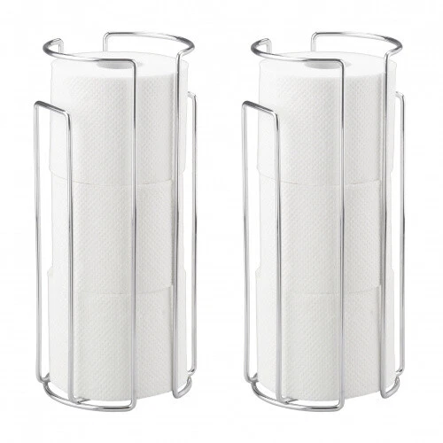 WENKO Toilettenpapier-Ersatzrollenhalter Chrom 2er Set für 3 Rollen