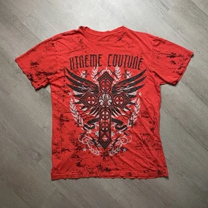 Xtreme Couture Y2K Grunge T Shirt Mens Large L Red Winged Cross Goth AOP 00s - Picture 1 of 8