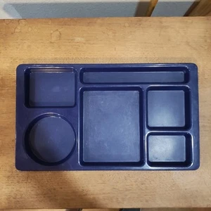  4er Set Vintage Cambro Schule Kirche Geteilt Mittagessen Essen Tabletts Kunststoff Blau  - Bild 1 von 9