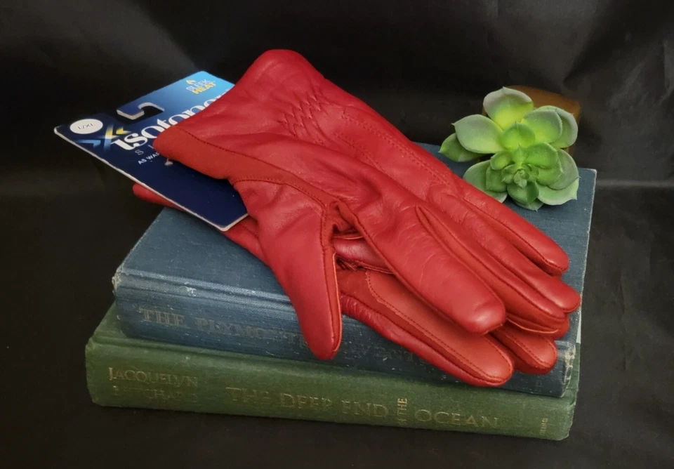 Womans Isotoner Signature Sleek Heat Red Gloves Macys Winter Accessories L XL - Image 1 of 4