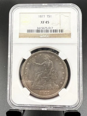 1877 90% Silver $1 Trade Dollar XF 45 Very beautiful And original Looking! - Image 1 of 4