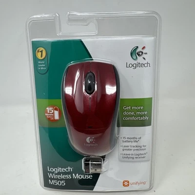 Logitech Wireless Mouse M505  W/ Unifying USB Receiver Red 15 Month Battery Life - Image 1 of 4