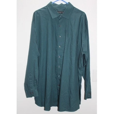 Camisa de vestir de manga larga con estampado geométrico verde azulado Rochester para hombre talla 19 Foto 1 de 4