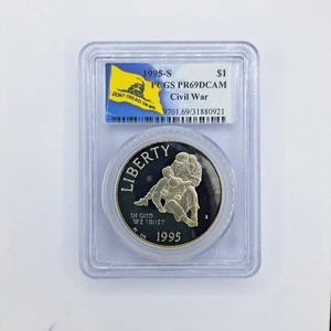 1995 Civil War DTOM 1 Silver Dollar PCGS PR69DCAM Certified Free Shipping #SA14 - Picture 1 of 5