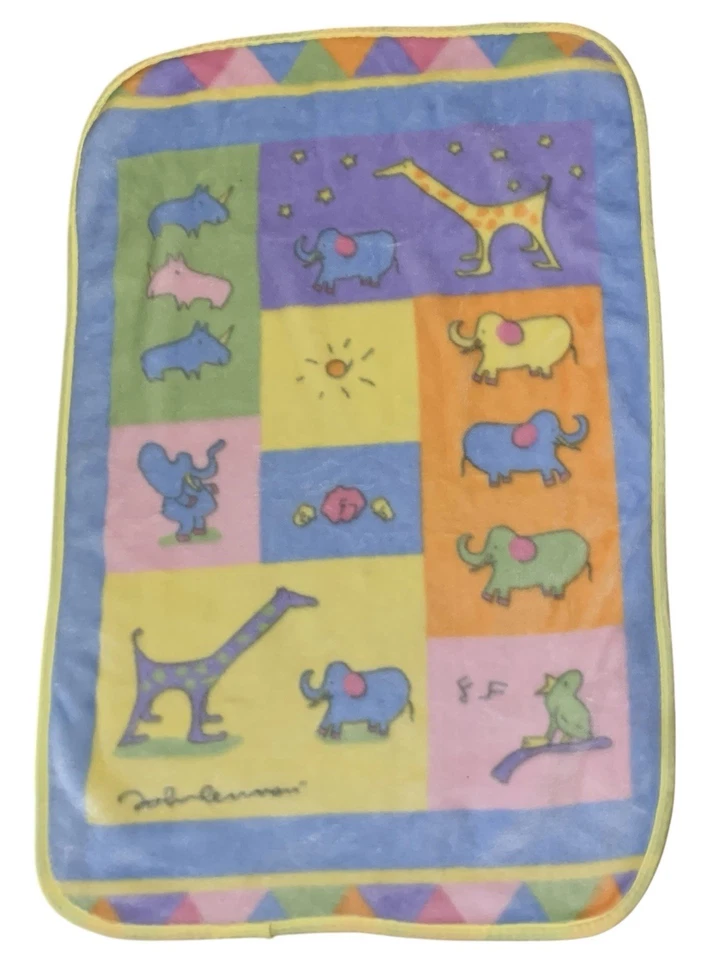 Vintage Carter's John Lennon "Real Love" Animals Plush Soft Fleece Baby Blanket - Image 1 of 4