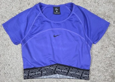Nike Womens Pro Purple Dri-FIT Cropped TShirt Small CJ4185 Athletic Short Sleeve - Image 1 of 4